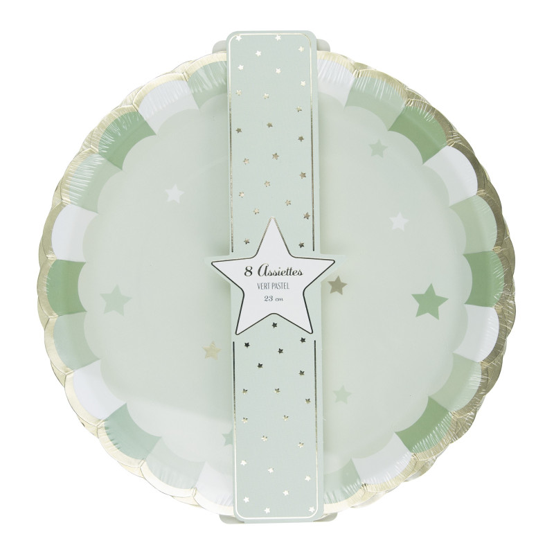 Assiettes Festonnees Cm Vert Pastel X