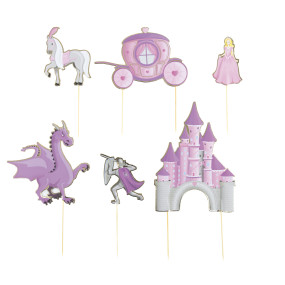 SET DE 6 DECORATIONS PRINCESSE POUR GATEAUX