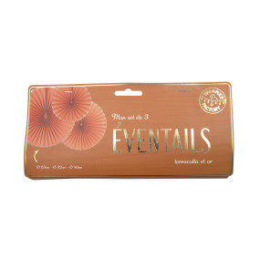 SET DE 3 EVENTAILS TERRACOTTA ET OR