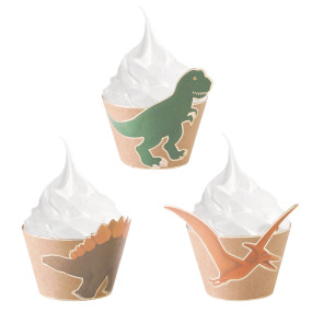 CUPCAKE WRAPPERS DINO X 6