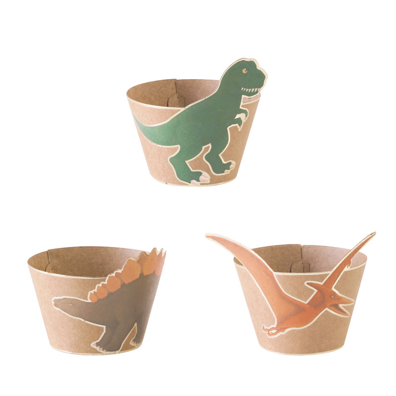 CUPCAKE WRAPPERS DINO X 6