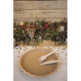 ASSIETTES FESTONNEES 23CM KRAFT ET OR X 8 gg