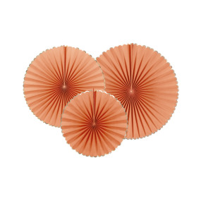 SET DE 3 EVENTAILS TERRACOTTA ET OR