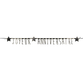 GUIRLANDE LETTRES NOIRES ET OR JOYEUX ANNIVERSAIRE 1.60M