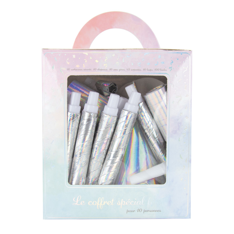 COFFRET 10 PERS. BOITE LUXE IRIDESCENT PARTY