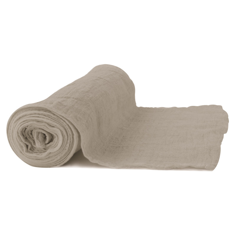 CHEMIN DE TABLE VOILE DE COTON TAUPE 300X30CM