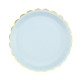 ASSIETTES FESTONNEES 23CM BLEU PASTEL ET OR X 8