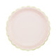 ASSIETTES FESTONNEES 23CM ROSE PASTEL ET OR X 8