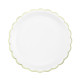 ASSIETTES FESTONNEES 23CM BLANCHES ET OR X 8