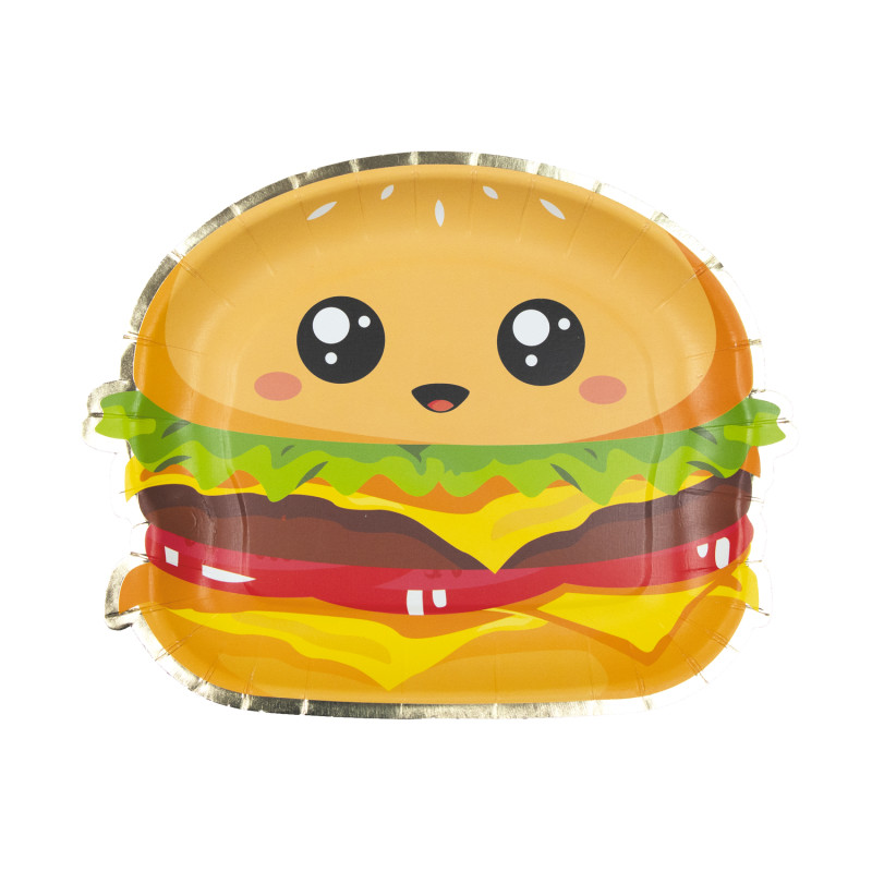 ASSIETTES BURGER 23CM SALTY JUNK FOOD X 8