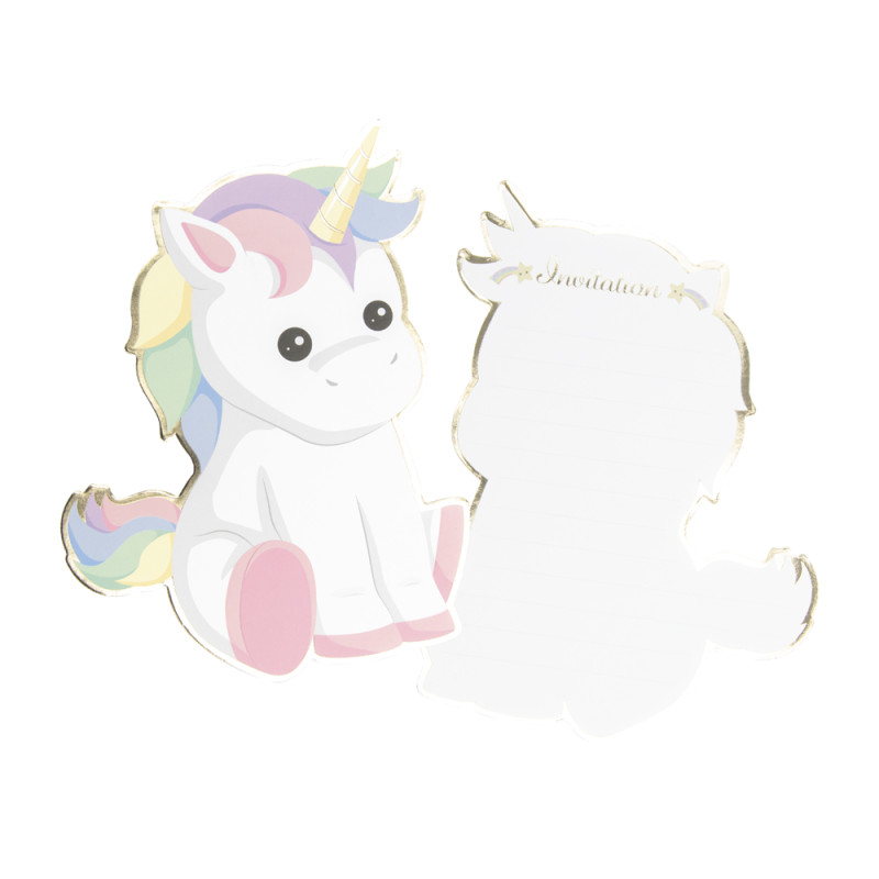 SET DE 8 INVITATIONS BABY LICORNE