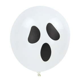 BALLONS DE BAUDRUCHE BLANCS VISAGES D HALLOWEEN X 6