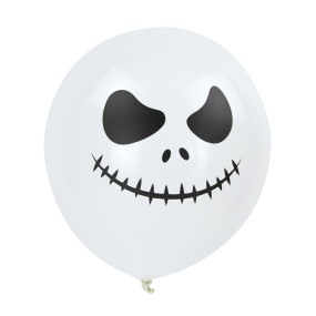 BALLONS DE BAUDRUCHE BLANCS VISAGES D HALLOWEEN X 6