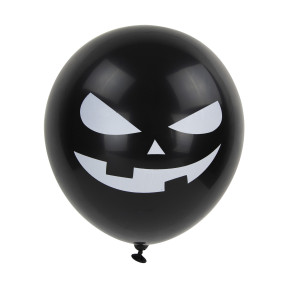 BALLONS DE BAUDRUCHE NOIRS VISAGES D HALLOWEEN X 6