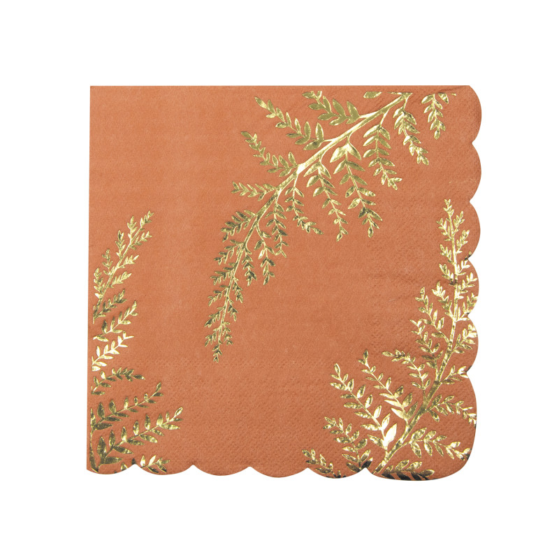 SERVIETTES FESTONNEES 33X33CM FOUGERE TERRACOTTA X 16