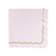 SERVIETTES FESTONNEES 33X33CM ROSE PASTEL ET OR X 16