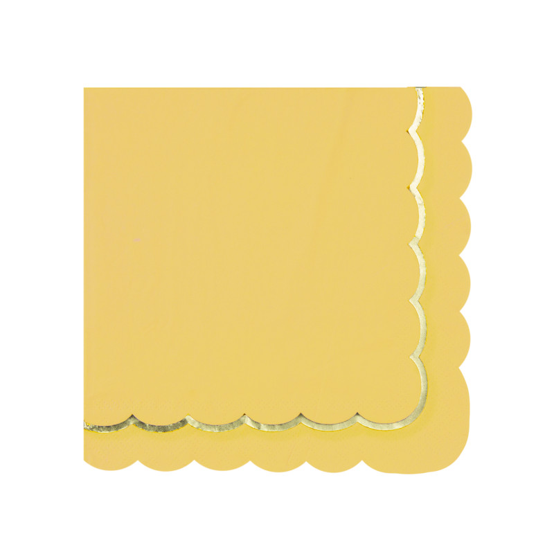 SERVIETTES FESTONNEES 33X33CM JAUNE CURRY ET OR X 16