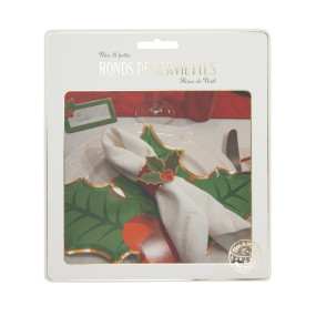 RONDS DE SERVIETTES HOUX DE NOEL X 8PCS