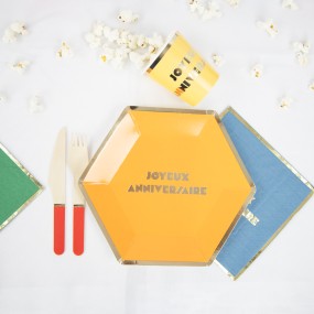 ASSIETTES MULTI JOYEUX ANNIVERSAIRE X8