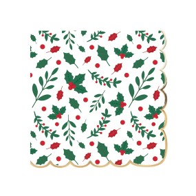 SERVIETTES FESTONNEES 33X33CM MOTIF HOUX X 16