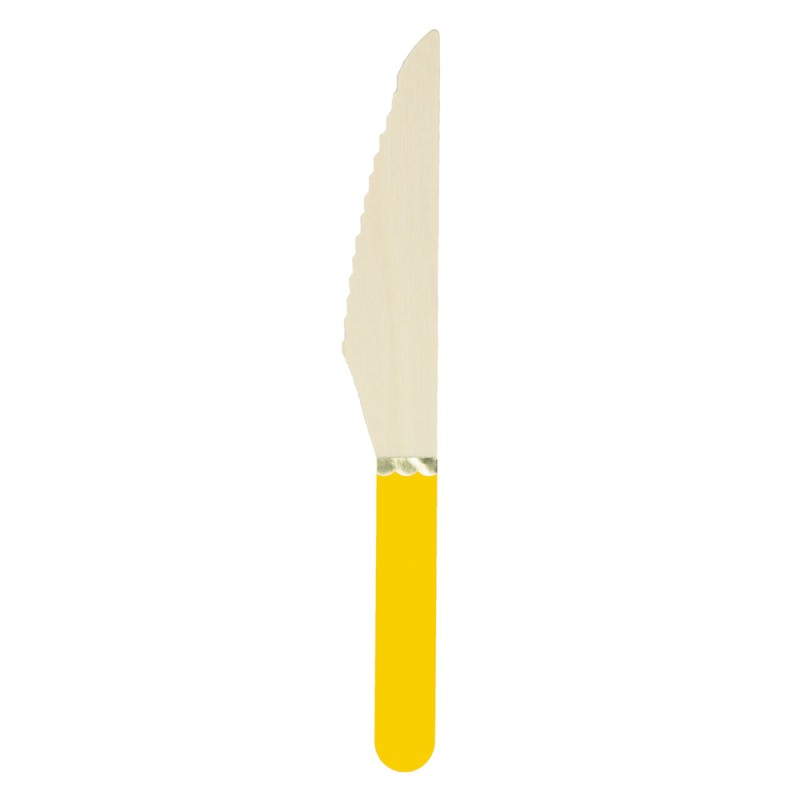 PETITS COUTEAUX EN BOIS JAUNE CURRY ET OR X 8