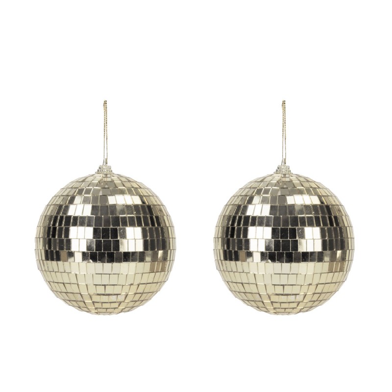 3330910G- 2 boules disco dorée 10cm de diamètre