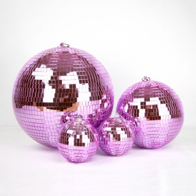 BOULE DISCO PINK 10CM x2