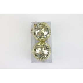 BOULE DISCO GOLD 10CM x2