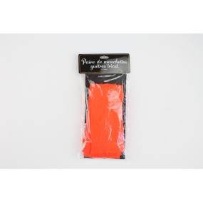 MANCHETTES/GUETRES TRICOT ORANGE FLUO X2