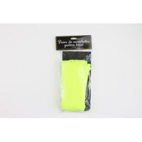 MANCHETTES/GUETRES TRICOT JAUNE FLUO X2
