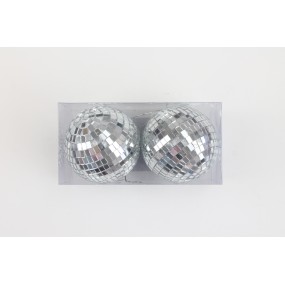 BOULE DISCO SILVER 10CM x2