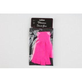MITAINES TRICOT ROSE FLUO