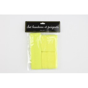 SET BANDEAU ET POIGNETS EPONGE NEON JAUNE