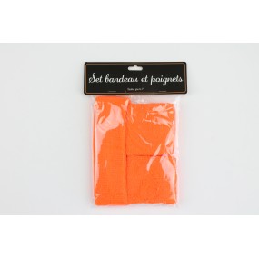 SET BANDEAU ET POIGNETS EPONGE NEON ORANGE