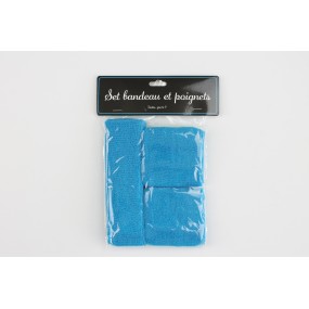 SET BANDEAU ET POIGNETS EPONGE NEON BLEU