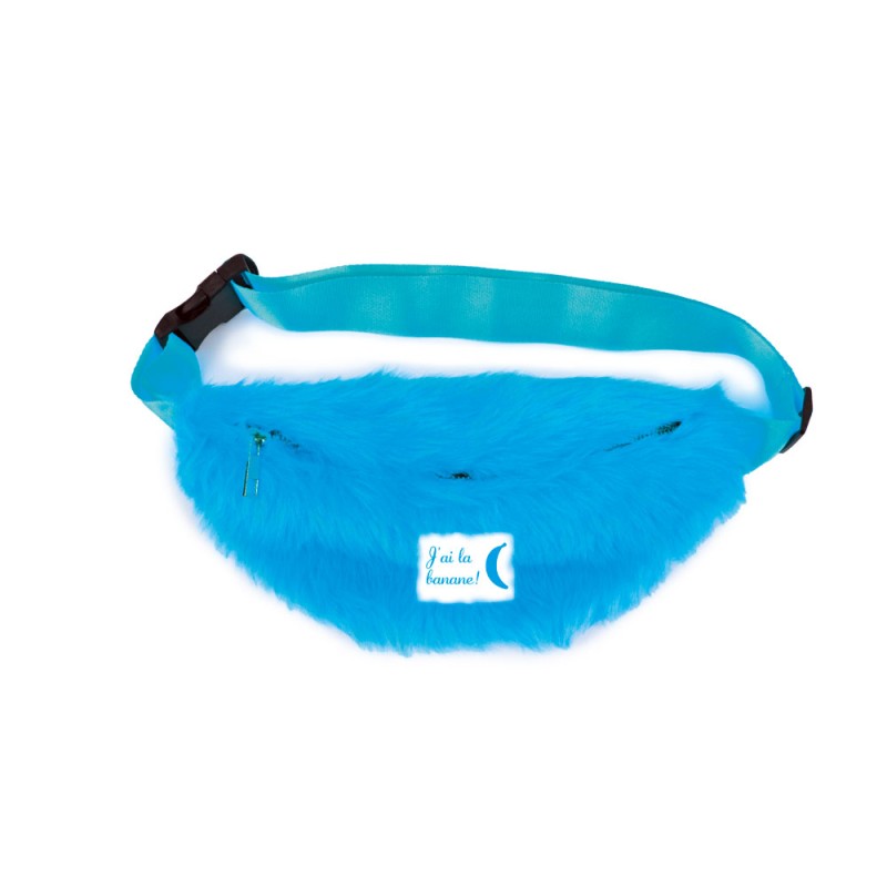 333954 sac banane fourrure bleu fluo