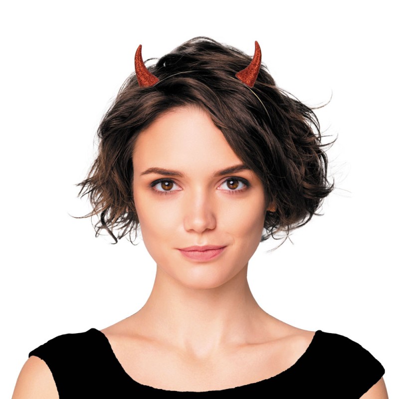 333069 serre-tête corne diable rouge pailleté