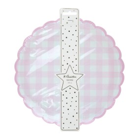 ASSIETTES FESTONNEES VICHY ROSE 23CM X 8