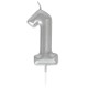 BOUGIE CHIFFRE 1 ARGENTEE