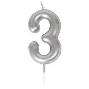BOUGIE CHIFFRE 3 ARGENTEE