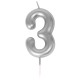 BOUGIE CHIFFRE 3 ARGENTEE