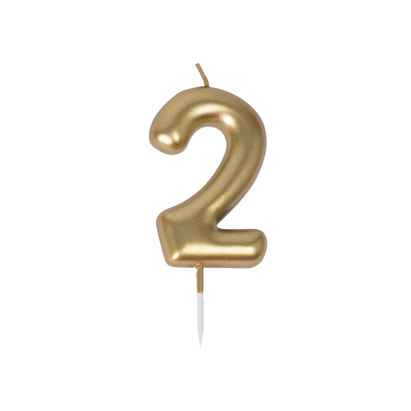 BOUGIE CHIFFRE 2 DOREE