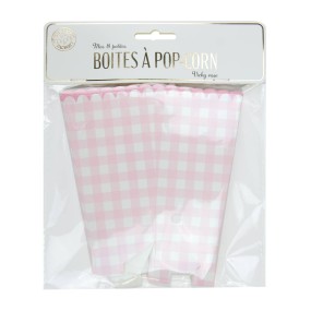BOITES A POP-CORN VICHY ROSE X 8