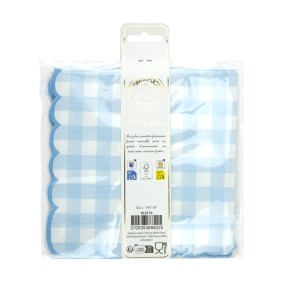SERVIETTES FESTONNEES 33X33CM VICHY BLEU X 16