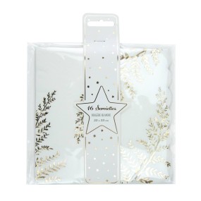 SERVIETTES FESTONNEES 33X33CM FOUGERE WHITE X 16