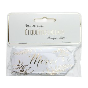 ETIQUETTES CADEAUX FOUGERE WHITE X 10