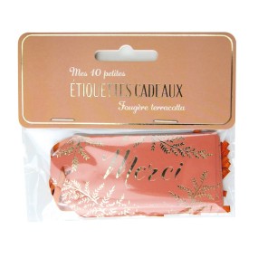 ETIQUETTES CADEAUX FOUGERE TERRACOTTA X 10