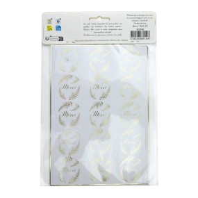 STICKERS MERCI BLANCS ET OR X 30PCS