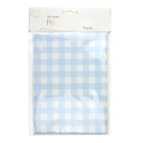 POCHETTES PAPIER VICHY BLEU X 8PCS