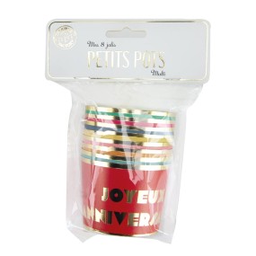 PETITS POTS MULTI JOYEUX ANNIVERSAIRE X 8